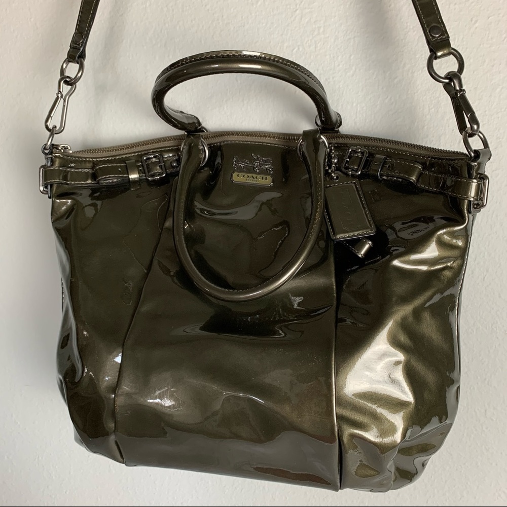 Coach all patent leather bag gray
